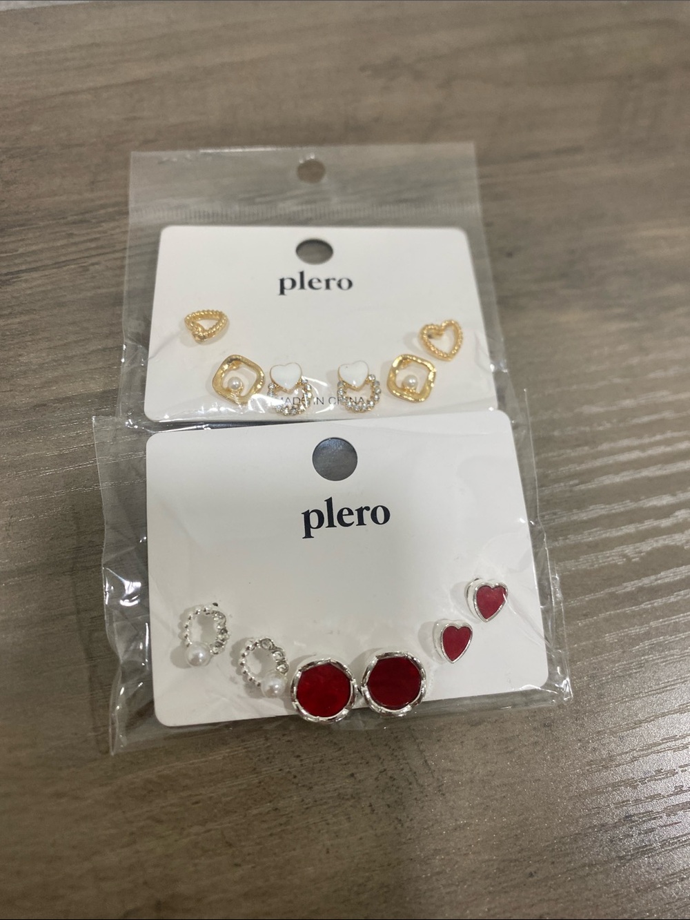 Fashion Jewelry Gold Tone Stud Earring Set with White Accents